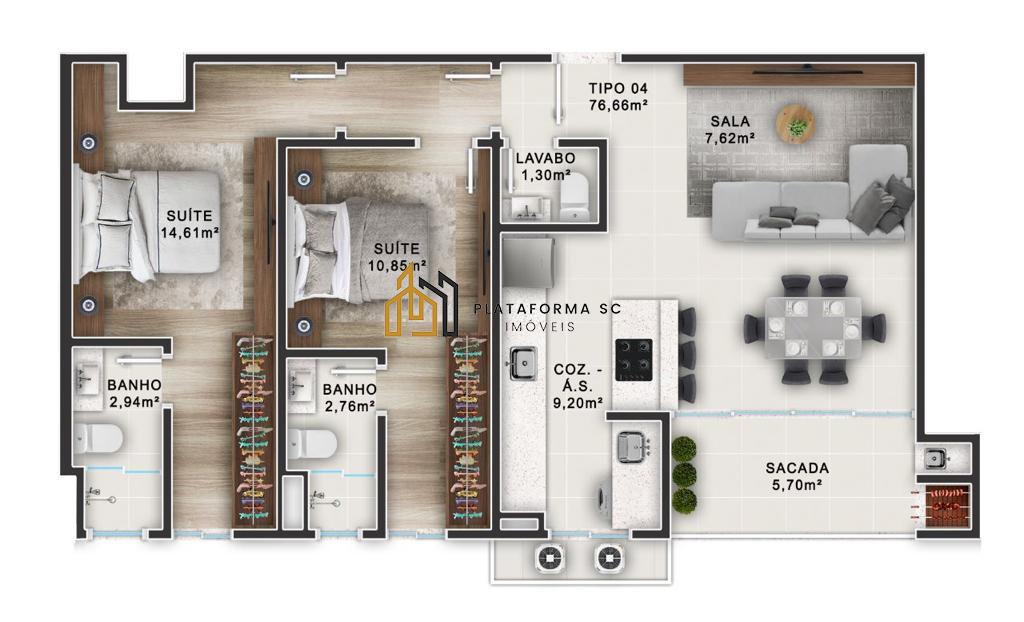 Apartamento à venda com 2 quartos, 76m² - Foto 7