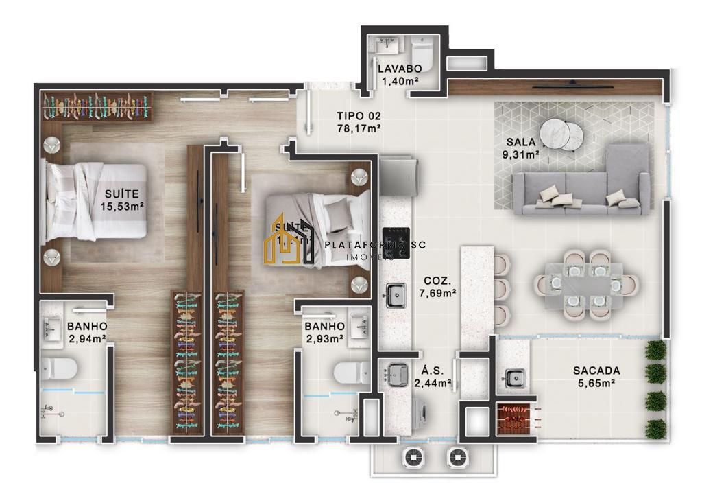 Apartamento à venda com 2 quartos, 76m² - Foto 10