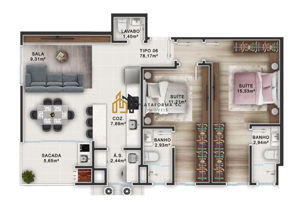 Apartamento à venda com 2 quartos, 76m² - Foto 11