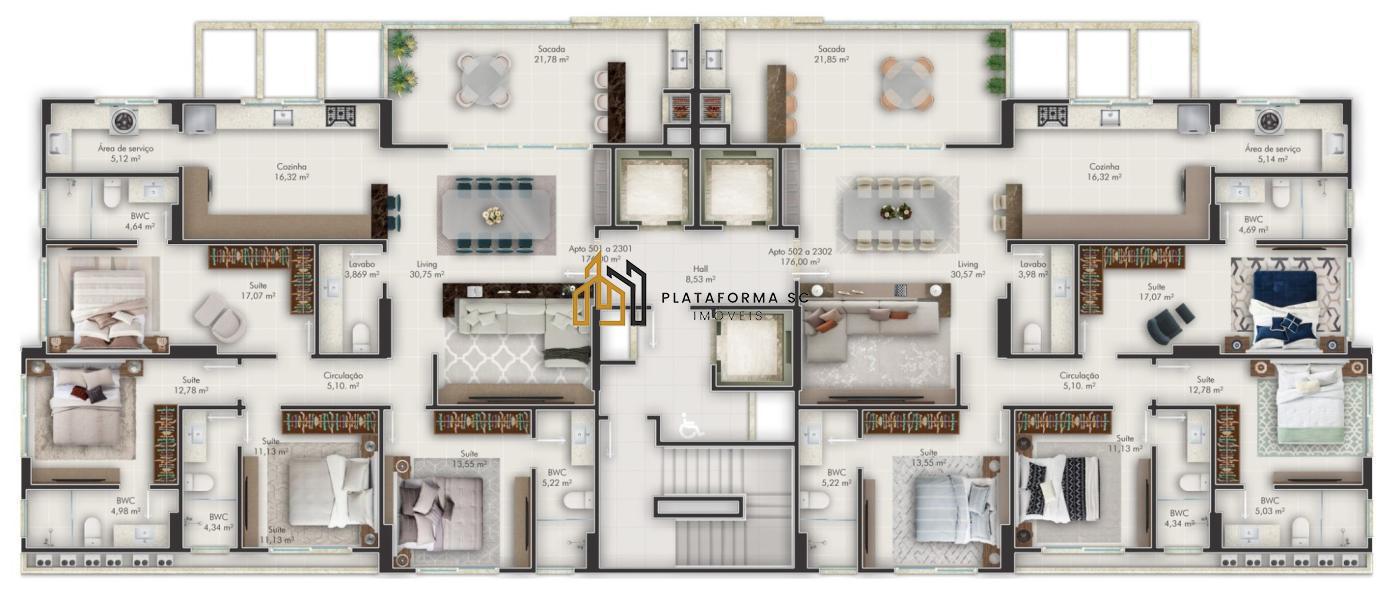 Apartamento à venda com 4 quartos, 176m² - Foto 1